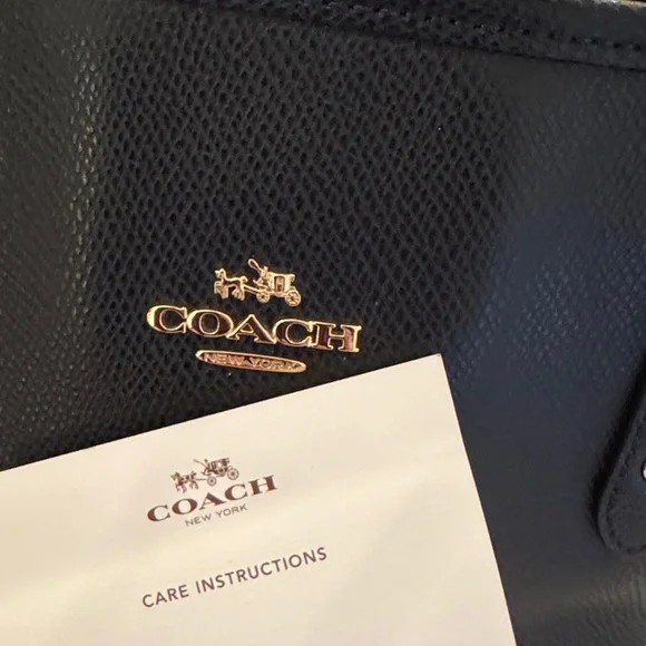 Coach Navy Tote Bag Purse with Gold Accents - Picture 6 of 7